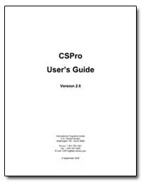 Cspro User's Guide Version 2. 6 by U. S. Census Bureau Department
