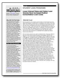 Student Loan Programs Lower Interest Rat... by General Accounting Office