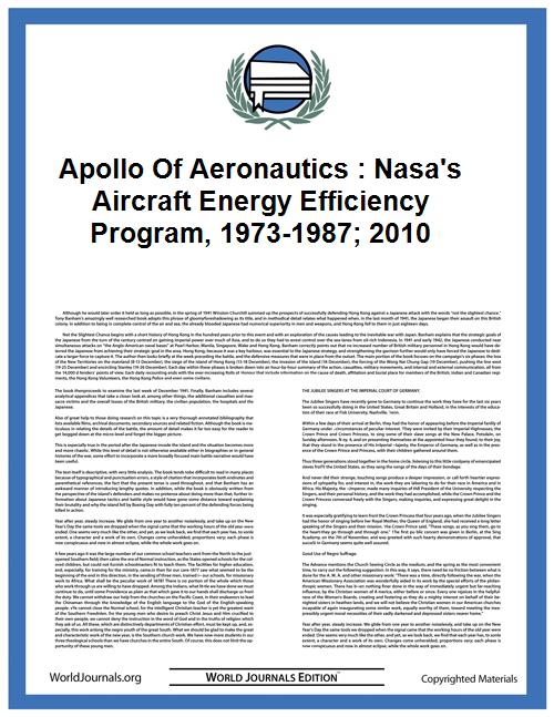 Apollo of Aeronautics : Nasa's Aircraft ... Volume 2010 by Bowles, Mark D.
