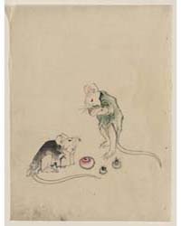 Two Mice, One Lying on the Ground with H... by Katsushika, Hokusai