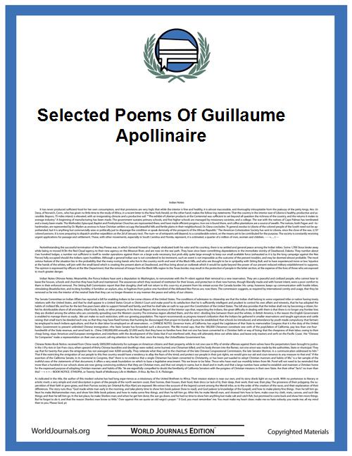 Selected Poems of Guillaume Apollinaire by Apollinaire, Guillaume