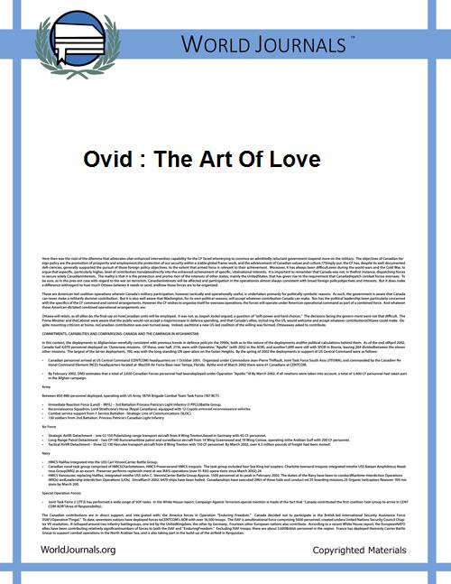 Ovid : The Art of Love by Naso, Publius Ovidius (Ovid)