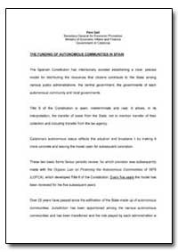 The Funding of Autonomous Communities in... by Gali, Pere