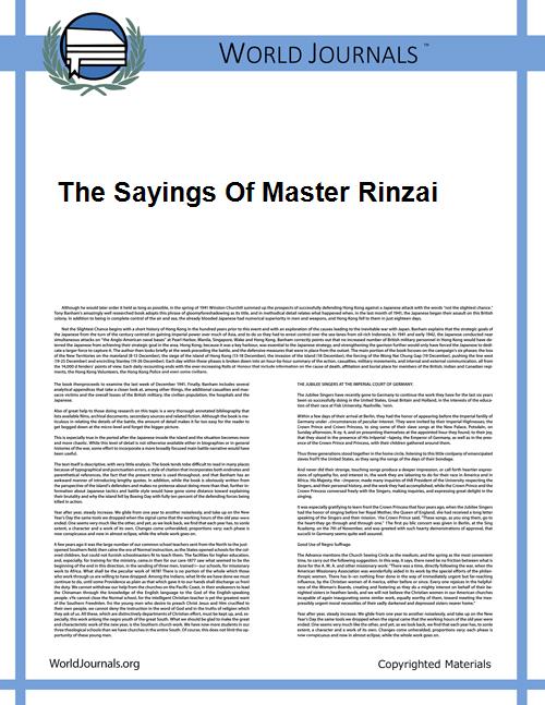 The Sayings of Master Rinzai by Suzuki, D. T.